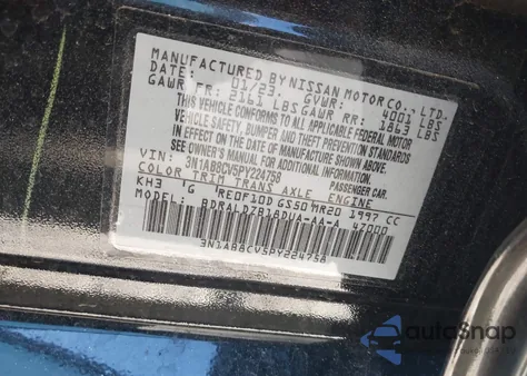 2023 Nissan Sentra Sv Xtronic Cvt из США, поврежденный, VIN 3N1AB8CV5PY224758